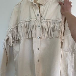 Zara western over shirt with fringe and small embellishment detail.